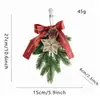 Ornamento de galho artificial de pinheiro de Natal para pendurar, Decoração de pequena árvore de Natal invertida, Laço, Floco de neve, Decoração de estrela, Pendente de porta