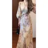 Vestido Vintage Elástico Estampado Estilo Chino Nuevo 2026, Poliéster, Corte Ajustado, de la fábrica original, con etiquetas, tie-dye