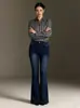Jeans de Campana Retro de Cintura Media Europeos y Americanos para Mujer, Estilo Nuevo, Pantalones de Campana Adelgazantes y Versátiles, Jeans para Mujer