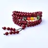 Pulseira de Cinábrio Cinco Vias Deus da Riqueza Ano Zodiacal Pulseira Multicírculo Círculo Liso Areia Roxa Dourada Estilo Bolsa da Sorte Pixiu para Homens e Mulheres