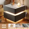 Mesita de Noche Inteligente Moderna Minimalista de Madera Maciza con Lujo Ligero Multifuncional Carga Inalámbrica Bluetooth Mesita de Noche Inteligente