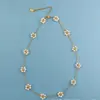 Lujo Ligero Personalizado Acero de Titanio Moda Simple Coreana Perla Flor de Margarita Collar Cadena para la Cintura Tobillera Pulsera Joyería Venta al por Mayor