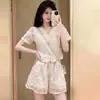 Conjunto de Terno Estilo Pequeno Chanel Francês para o Dia a Dia de Verão para Mulheres Moda de Alta Qualidade Chique Conjunto de Duas Peças com Manga Curta e Shorts