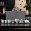 Juego de Té Ge Yao Regalo de Actividad Traje de Empresa Taza de Té Gaiwan Kung Fu Un Juego Completo de Regalos para la Reunión Anual Cajas de Regalo de Alta Gama