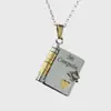 Collar de Acero de Titanio, Popular en Europa y América, Collar con Forma de Libro de Carta de Amor Grabada, Collar con Forma de Sobre de Carta de Amor Abrible, Cadena para Clavícula