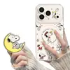 Capa de celular magnética transparente compatível com Snoopy para iPhone 17 Pro Max com suporte, 16 desenhos animados, conjunto 15/14