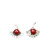 Aretes Incrustados de Arena Dorada Púrpura con Perlas Redondas de Cinabrio, Diseño de Cereza y Cisne, Regalo de Año Nuevo Lindo de Nicho Hecho a Mano para Novias