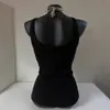 Chaleco Sexy de Tirantes con Cuello en U Decorativo Gótico Nuevo Europeo y Americano Top de Moda Negro Delgado
