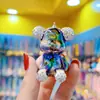 Llavero Colgante Oso Violento de Diamante Fluido Creativo Colgante de Llavero de Moda Oso con Color Gradiente Chapado en Metal Colgante para Coche
