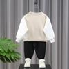 Roupas de primavera para meninos 2025 Novo bonito e moderno infantil primavera e outono esportes meninos bebê conjunto de moletom de duas peças