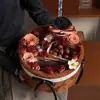 Caixa Redonda Grande Fofa de Outono e Inverno com Janela para Floricultura Arranjos Florais, Caixa de Flor Criativa de Copo de Chá com Leite Caramelo, Materiais Florais