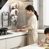 El fabricante suministra estante multifuncional para tapas de ollas sin taladro, estante de almacenamiento de cocina montado en la pared, organizador de tablas de cortar
