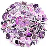 50 Peças de Adesivos Graffiti Estilo Gótico Roxos para Decoração de Diário, Adesivos Fofos de Desenho Animado à Prova d'Água, Adesivos de Material Transfronteiriço