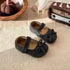 Zapatos de Peluche Mary Jane para Niños Pequeños Otoño Invierno Nuevo Niña Lazo Adhesivo Mágico Suela Suave Zapatos de Princesa Zapatos Individuales para Niños Pequeños