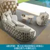 Sofá de Exterior Mimbre Tejido Patio Ocio Impermeable Protección Solar Silla Muebles de Villa Aleación de Aluminio Jardín Combinación de Sofá al Aire Libre