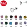 Aretes de Aleación de Titanio G23 Aguja Fina Montura de Cuatro Garras Zircón Cuadrado Zircón Corazón Tachuelas para Cartílago de Oreja Tallo Largo Rosca Externa Pendiente DIY