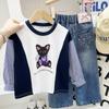 Otoño Nuevo Camiseta Color Block para Niñas 2025 Primavera y Otoño Top Padre-Hijo para Niños Pequeños y Niños Mayores, Manga Larga Empalmada