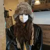 Sombrero de Conejo Hecho a Mano Estilo Japonés, Fresco y Elegante para Mujer, Sombrero de Felpa de Invierno que Hace que la Cara Parezca Más Pequeña, Cálido Sombrero de Pescador con Protección para las Orejas