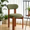 Silla de comedor de madera maciza estilo nórdico, silla de comedor de tela verde, silla de comedor de Marsella, silla tapizada estilo francés vintage, silla de restaurante con respaldo