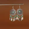 Brincos Europeus e Americanos Transfronteiriços Bohemianos com Franjas e Turquesa Brincos Étnicos Estilo Retrô Brincos Personalizados Elegantes