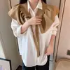 Vestido de Primavera y Verano Estilo Coreano Diseño de Longitud Media Cintura Fruncida Sello Chal Hombro con Cordones Cuello Características Vestido para Mujer