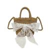 2025 Nuevo Verano Vacaciones en la Playa Casual Bolso Pequeño Moda Nicho para Mujer Bolso Cubo Tejido Bolso de Hombro Calado