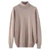 Suéter de punto de lana para hombre de otoño e invierno, cuello alto, suéter de lana casual de cuello semi-alto, suéter básico de cuello redondo para venta al por mayor