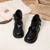 2026 Nuevas Botas de Cuero Gruesas Estilo Retro para Niñas con Cremallera Lateral Suela Suave Otoño/Invierno Moda para Bebés Botines Cortos