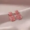 Pendientes de Tachuela Exquisitos de Corazón a Cuadros con Pedrería Estilo Coreano Dulces Frescos Modernos Pendientes de Gama Alta Accesorios de Pendientes Versátiles de Lujo Ligero