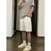 Shorts Jeans Stretch Retrô Masculino Verão Solto Casual Perna Reta Cinco Pontos Tendência Esportiva Calça Meio Marrom