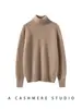 Suéter Pulôver Feminino Gola Alta Raglan Engrossado 100% Caxemira Pura Sete Agulhas Fio Duplo Outono e Inverno Feminino Solto Casual