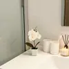 Maceta Cuadrada Mini con 3 Orquídeas Phalaenopsis Macetadas Decoración para Fotografía de Bodas en Interiores Flor Artificial Adornos de Bonsái Pequeños en Stock