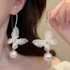 Brincos Pendentes de Borboleta com Pérolas em Renda Super Fada, Design Moderno e Único, Brincos Longos, Luxo Acessível e Brincos de Alta Qualidade