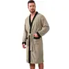 Amazon Ropa de Baño Casual de Felpa Espiga Americana Europea con Doble Bolsillo Bata de Baño Hotel Resort Cinturón de Corbata Bata Larga Ropa de Casa