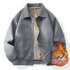 Nova jaqueta de couro americana retrô forrada com fleece, espessa, com lapela, para homens, jaqueta de casal de alta qualidade estilo Maillard
