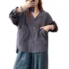 Cardigan Jaqueta Camisa de Manga Longa com Bolso Grande Estilo Novo Primavera 2026 para Mulheres Cor Sólida Casual Gola V Solta Camisa