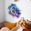 Fondo de Pantalla Cielo Estrellado de Fantasía Castillo Luna Creciente Lluvia de Meteoros Pegatinas Sala de Estar Dormitorio Habitación Infantil Pintura Decorativa Divertidas Pegatinas Autoadhesivas