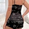 Pijama de Venta Caliente con Estampado de Corazones Huecos para Mujer Otoño e Invierno Transpirable Ropa Interior Sexy Pantalones Cortos Sexys con Tirantes Ropa para el Hogar