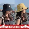 Sombrero de pescador sin letras para mujer, de doble cara, lindo, versátil, para viajes, viaje, sombrero de cubo de celebridad de internet, protección solar, sombrero de cubo de protección solar, protección solar