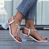 Sandalias de Mariposa con Pedrería de Alta Calidad y Tamaño Grande para Mujer con Punta Cuadrada y Tacones Gruesos de Cristal
