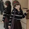 Nueva camiseta polo de manga larga para niños de otoño, estilo coreano a rayas, estilo trendy old money, camiseta para niños y niñas, top de primavera y otoño