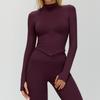 Abrigo de yoga de manga larga con cremallera y cuello alto estilo europeo y americano para mujer, ropa de yoga ajustada de secado rápido, top deportivo para fitness al aire libre 7725
