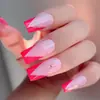 Uñas Portátiles Forma Cuadrada Europea y Americana con Diamantes Manicura Francesa 24 Piezas Uñas Postizas Desmontables Venta al por Mayor Directa con Diamantes