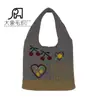 Bolsa de Mão Tricotada Espessa, Sacola de Presente Portátil, Sacola Tote, Bolsa Tecida com Flor de Tulipa, Bolsa de Ombro Feminina