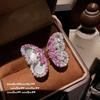 Colar Yuji Colorido Rosa Borboleta Fritillary Pedra Preciosa Colar de Pétalas Arco-Íris Zircônia Rico e Charmoso conjunto