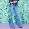 Jeans para mujer estilo europeo y americano tiro medio cordones Pantalones de mezclilla jeans elásticos pantalones acampanados para mujer Mezclilla