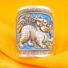 Anel corajoso de prata lisa com abertura, anel retrô de esmalte azul ardente, para homens e mulheres, anel de dragão chinês, atacado de fábrica