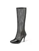 Sapatos Femininos Transfronteiriços Comércio Exterior Amazon Dropshipping Sandálias de Cano Alto Tamanho Grande Sapatos Femininos de Salto Alto Malha C20-06 Sichuan Chengdu