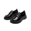 Zapatos Negros Pequeños de Cuero con Suela Gruesa para Mujer 2026 Primavera y Otoño Nuevos Estilo Británico Retro Charol Mocasines Planos con Plataforma Puntiagudos