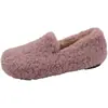 Nuevos Zapatos Casuales Peludos para Mujer Otoño e Invierno 2026, Calzado para Exteriores, Forro de Felpa, Mocasines de Lana de Cordero de Moda, Zapatos Planos Bajos de Algodón